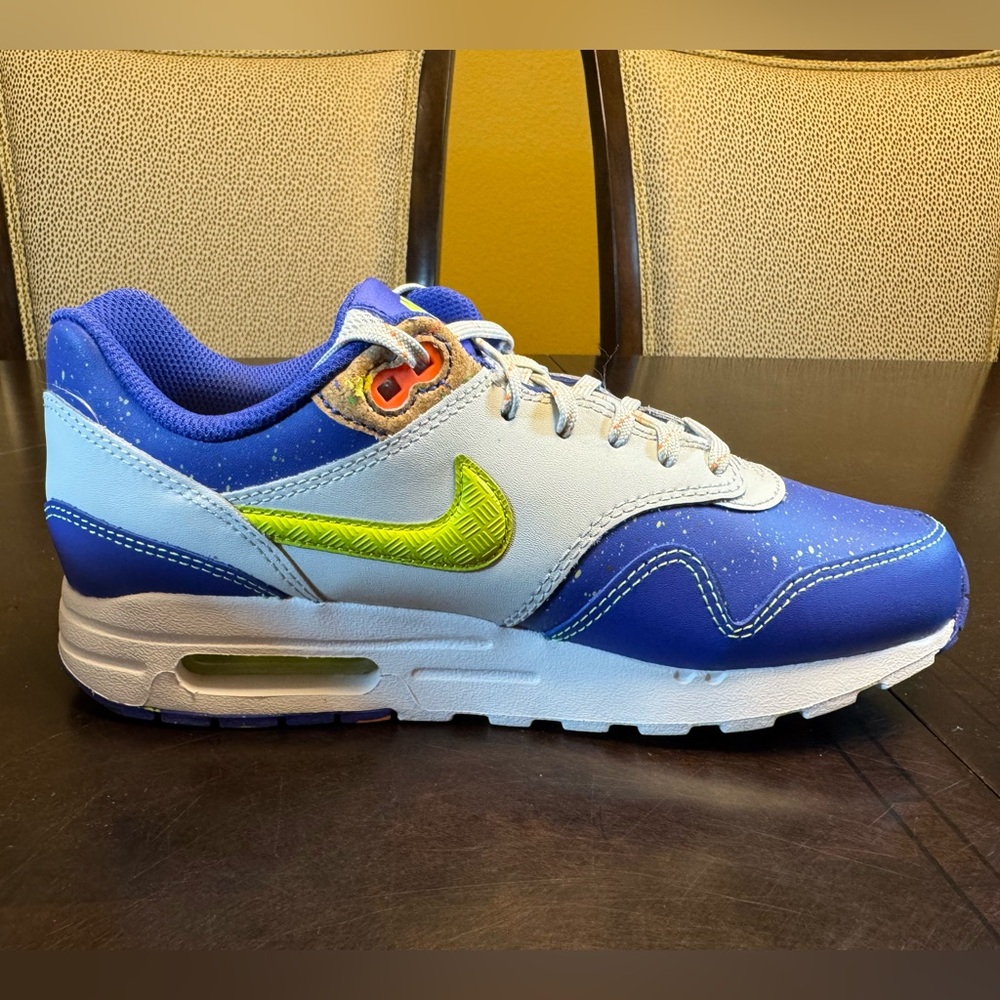 New Nike Air Max 1 Blue White Sneakers Shoes Size US 6Y - Picture 8 of 13